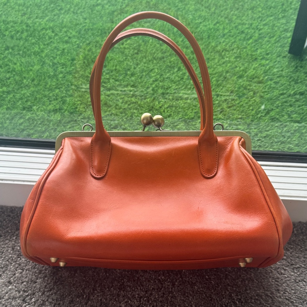 High quality orange handmade leather bag